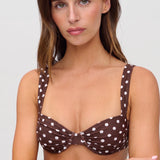 Rhodes Chocolate Polka Bikini - טופ